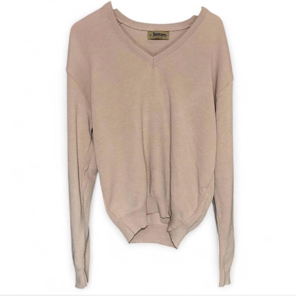 Jantzen Vintage Knit Mauve V-Neck Sweater